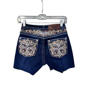 Westfield Eagle Cut Off Denim Jean Shorts Size 3 Embroidered Y2K Rhinestones